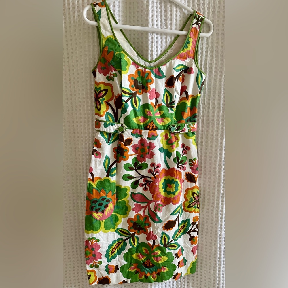 Boden Small Womens Floral Print Retro Sleeveless Midi Sheath Dress Size 4